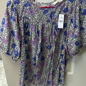 NWT. Purple and blue flowers with black ferns. Loft. Small.